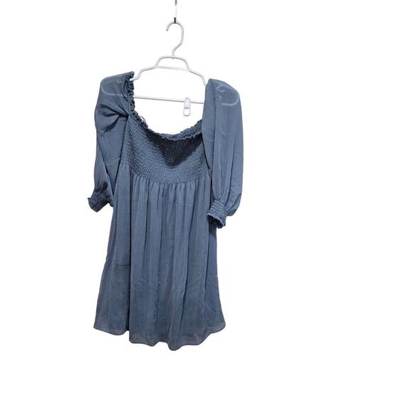 Zara dress womens size medium blue off shoulder babydoll smocked mini dress - Picture 1 of 8